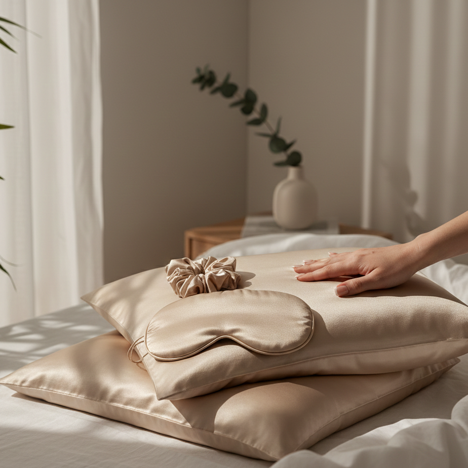 Satin Sleep Beauty Set – Eye Mask, Pillowcase & Hair Accessories